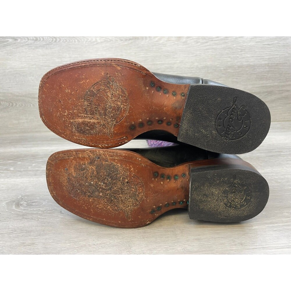 Lucchese Purple and Black Western Heeled Boots - Picture 7 of 14